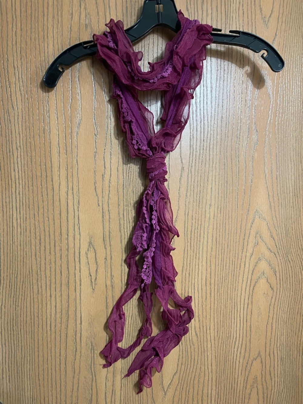 Purple Crinkled Ruffled Scarf